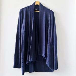 Quince Open Front French Terry Cardigan Women's Large Navy Blue